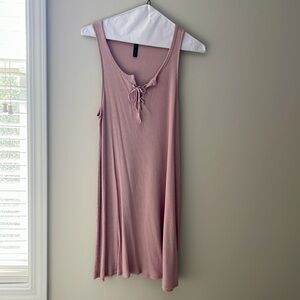 Medium Light Pink Casual Front Tie Dress